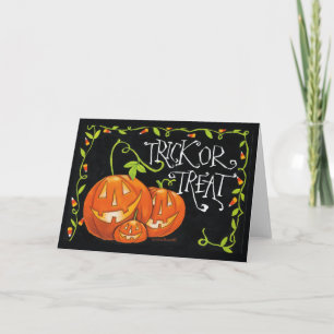 Halloween Bus eller godis Pumpkin och Candy corn Kort