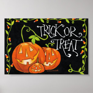 Halloween Bus eller godis Pumpkin och Candy corn Poster