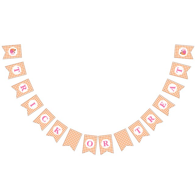 Halloween BUS ELLER GODIS Rosa Pumpkins och plaid Vimplar (Alla)