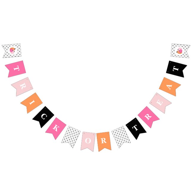 Halloween BUS ELLER GODIS Rosa Pumpkins och spider Vimplar (Alla)