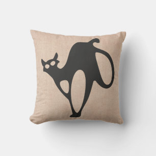 Halloween Bus eller godis Scary Cat Burlap Kudde