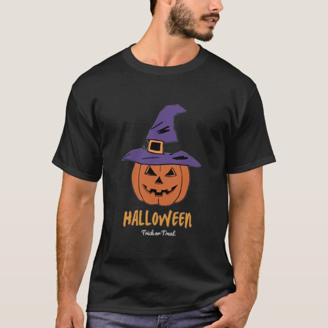 Halloween Bus eller godis Scary Pumpkin T Shirt (Framsida)