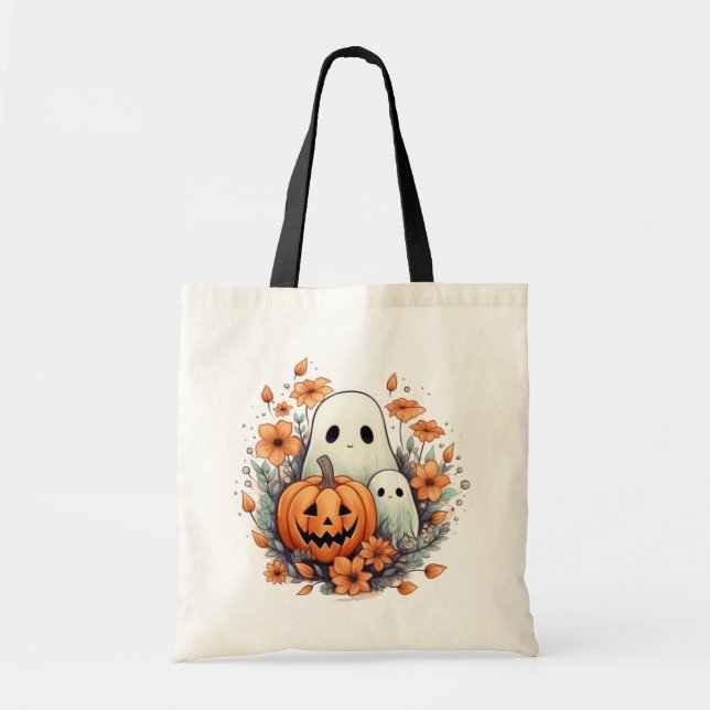 Halloween Bus eller godis Shoulder Tote Bag Tygkasse (Framsidan)