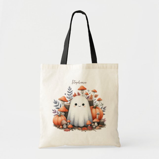 Halloween Bus eller godis Shoulder Tote Bag Tygkasse (Framsidan)
