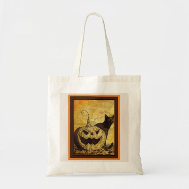 HALLOWEEN BUS ELLER GODIS Small Tote Bag Tygkasse (Framsidan)