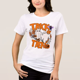 Halloween Bus eller godis Spöken Pumpkin Typograph T Shirt