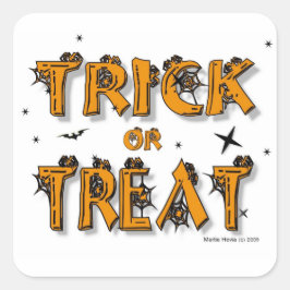 Halloween - Bus eller godis - Sticker Fyrkantigt Klistermärke