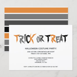 Halloween Bus eller godis Stripe Mönster Inbjudningar