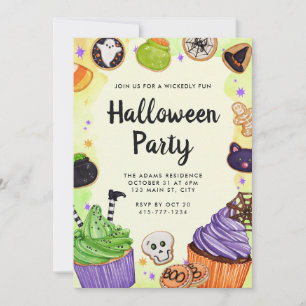 Halloween Bus eller godis Sweets Inbjudningar