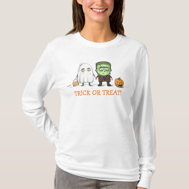 Halloween bus eller godis t shirt (Framsida)