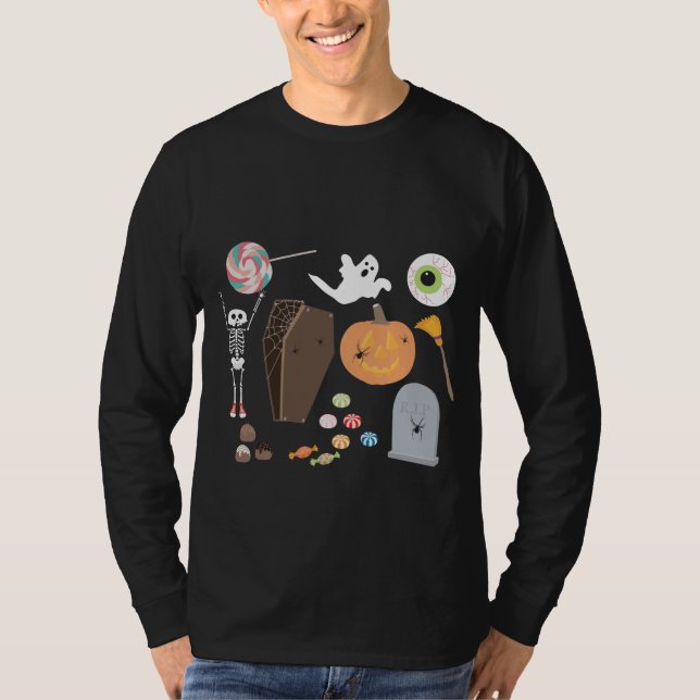 Halloween Bus eller godis T Shirt (Framsida)