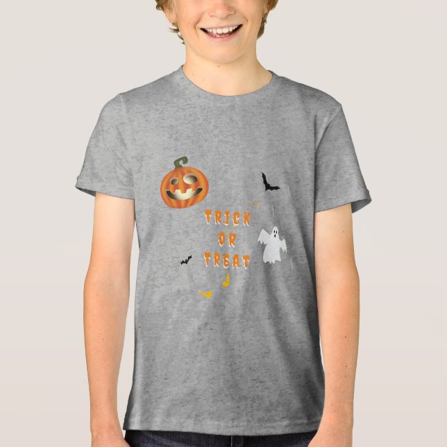 Halloween Bus eller godis T Shirt (Framsida)