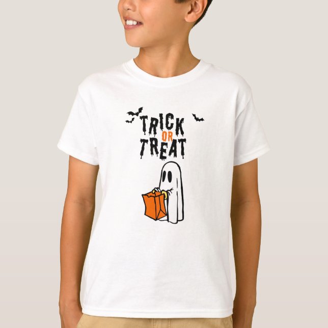 Halloween Bus eller godis T Shirt (Framsida)