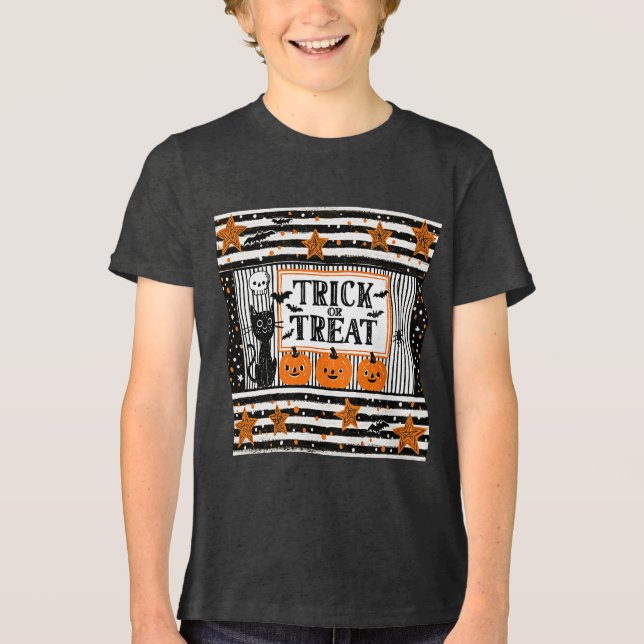 Halloween Bus eller Godis T Shirt (Framsida)