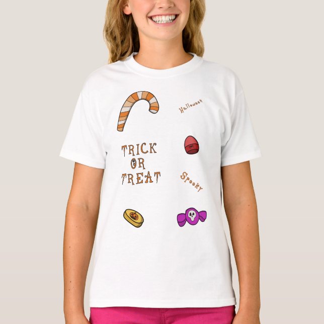 Halloween Bus eller godis T Shirt (Framsida)