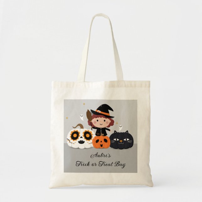 Halloween Bus eller godis Tote Bag Tygkasse (Framsidan)