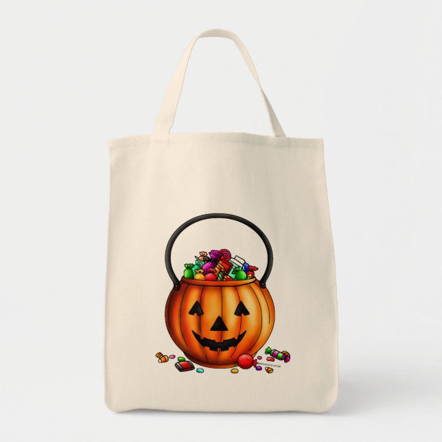 Halloween Bus eller godis Tote Bag Tygkasse (Framsidan)