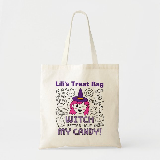 Halloween Bus eller godis Tote Bag Tygkasse (Framsidan)