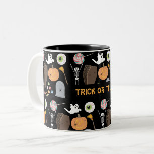 Halloween Bus eller godis Två-Tonad Mugg