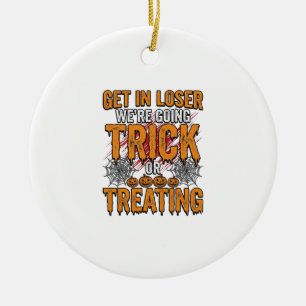 Halloween Bus eller Godis Vintage Typografi Des Julgransprydnad Keramik