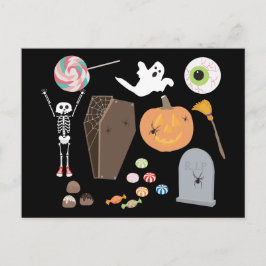 Halloween Bus eller godis Vykort