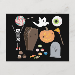 Halloween Bus eller godis Vykort