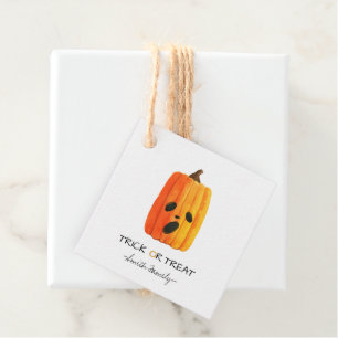 Halloween Bus eller godis Watercolor Pumpkin Kids' Gåvor Etiketter