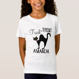 Halloween Bus eller godis Whimsical Black Cat T Shirt