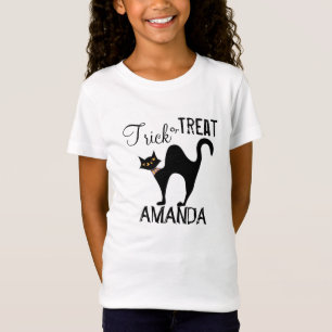 Halloween Bus eller godis Whimsical Black Cat T Shirt