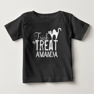 Halloween Bus eller godis Whimsical Black Cat T Shirt