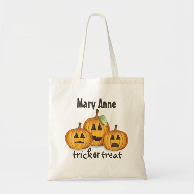 Halloween Bus eller godis Whimsical Jack O'Lantern Tygkasse (Framsidan)