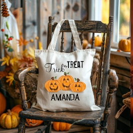 Halloween Bus eller godis Whimsical Pumpkin Tygkasse