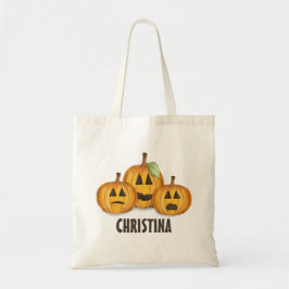 Halloween Bus eller godis Whimsical Pumpkin Tygkasse