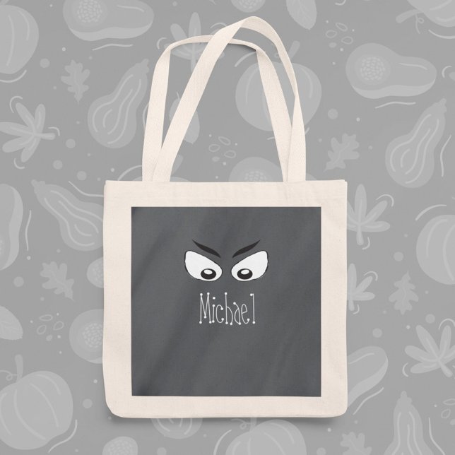 Halloween Bus eller Godis Whimsical Spöklik Spöke Tygkasse (Whimsical Halloween ghost trick or treat tote bag with cute spooky design.)
