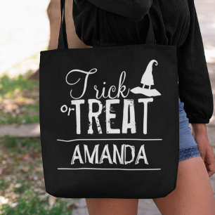 Halloween Bus eller godis Witch Hat Typography Tygkasse