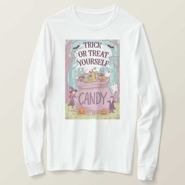 Halloween "Bus eller godis Yourself" T-Shirt Desig (Design framsida)