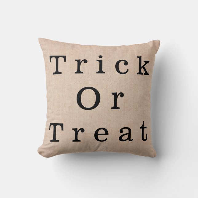 Halloween Bus eller Godsaker Höstdekoration Jute Kudde (Framsida)