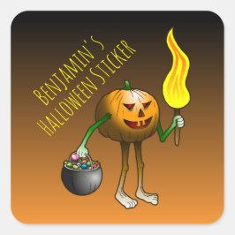Halloween Bus eller Otrolig Pumpa Fyrkantigt Klistermärke