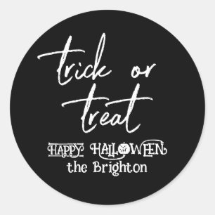 Halloween busigt kul personligt trick or treat runt klistermärke