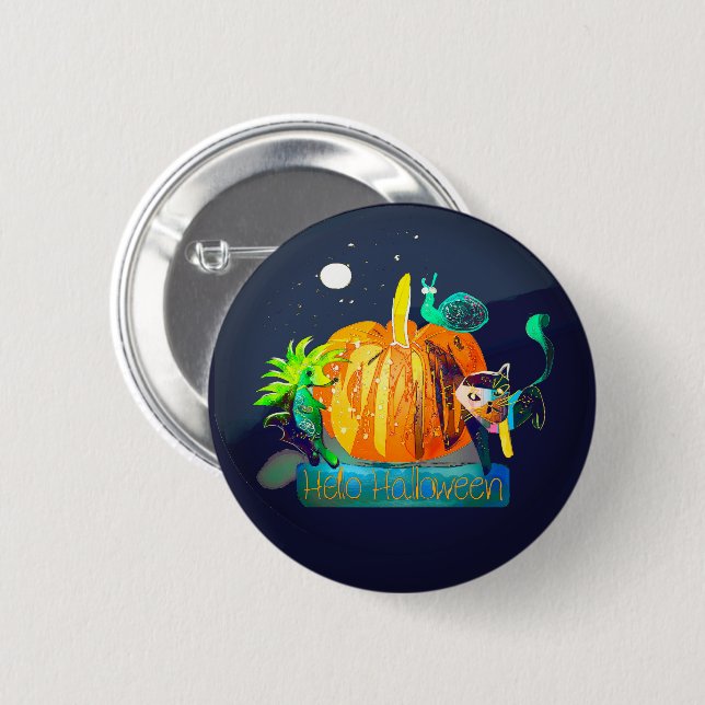 Halloween Button — Pumpkin Whispers & Animals Knapp (Framsida & baksida)