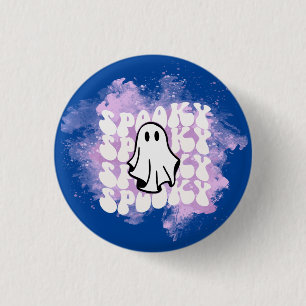 Halloween Buttons, Spooky Print White Lakan Ghost Knapp