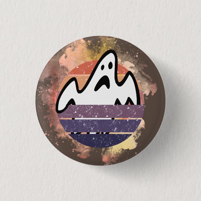 Halloween Buttons, White Lakan Ghost grafik print Knapp (Framsida)