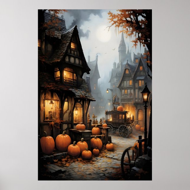 Halloween By Lands Tryck, Gamla Tyskland, Mörk Poster (Framsidan)