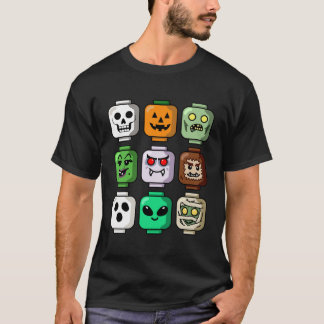 Halloween Byggnad Brick Head Pumpkin Ghost Zombie T Shirt