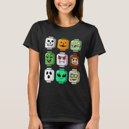 Halloween Byggnad Brick Head Pumpkin Ghost Zombie T Shirt