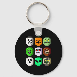 Halloween Byggnad Tegel Huvud Pumpa Spöke Zombie Nyckelring