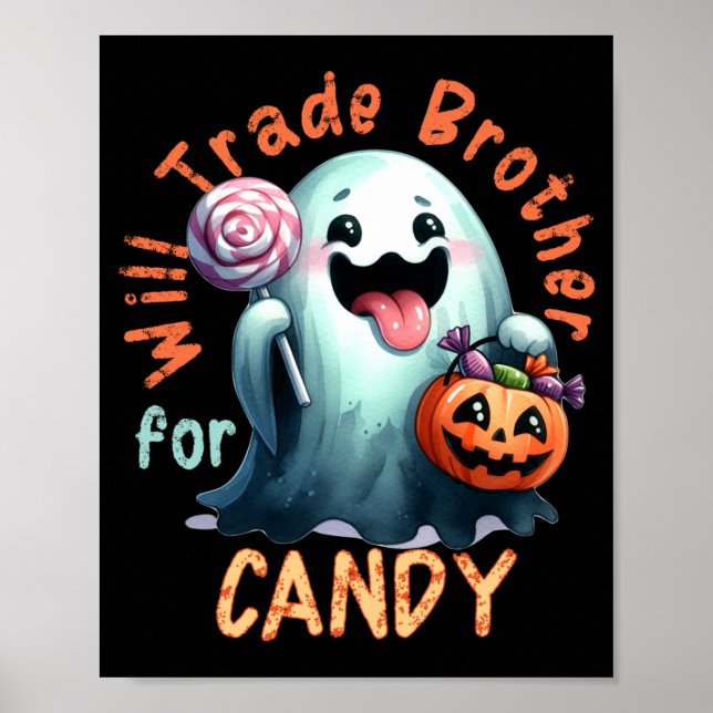 Halloween Byter Bror Mot Godis Spökbarn Poster (Framsidan)