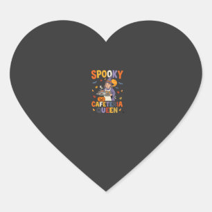 Halloween Cafeteria Drottning Hjärtformat Klistermärke