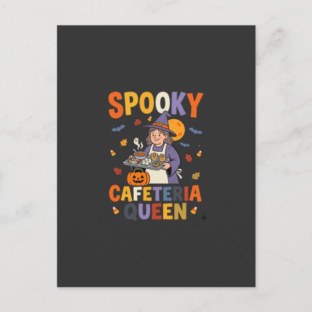 Halloween Cafeteria Drottning Vykort (Framsida)