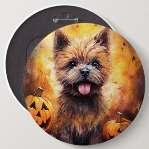 Halloween Cairn Terrier med pumpkins Scary Knapp